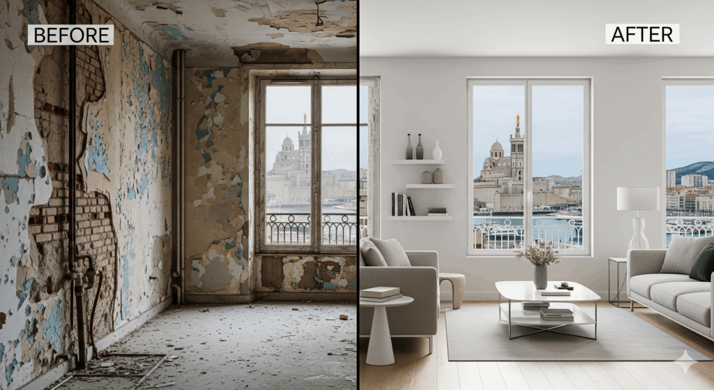 rénovation complète d'appartement à Marseille